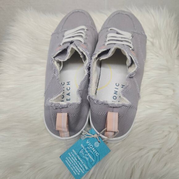 NWT Vionic Beach Collection Pismo Lace-Up Sneaker Light Gray - Picture 3 of 8
